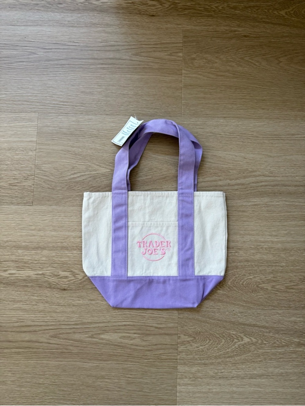 Trader Joe’s Spring Edition 2026 Pastel Lavender Mini Canvas Tote Bag New